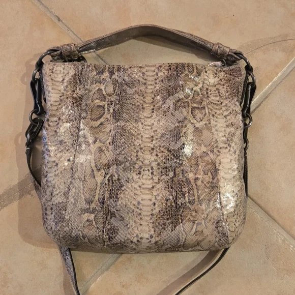 Coach Kristen Brown Tan‎ Embossed Python Leather Purse Hobo E1026 15361 - Picture 10 of 16